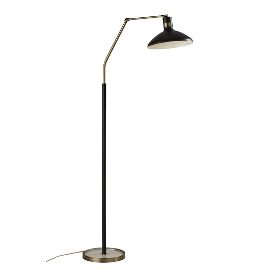 Black Metal and Antique Brass Bryson Adjustable Floor Lamp - Glass by World Market