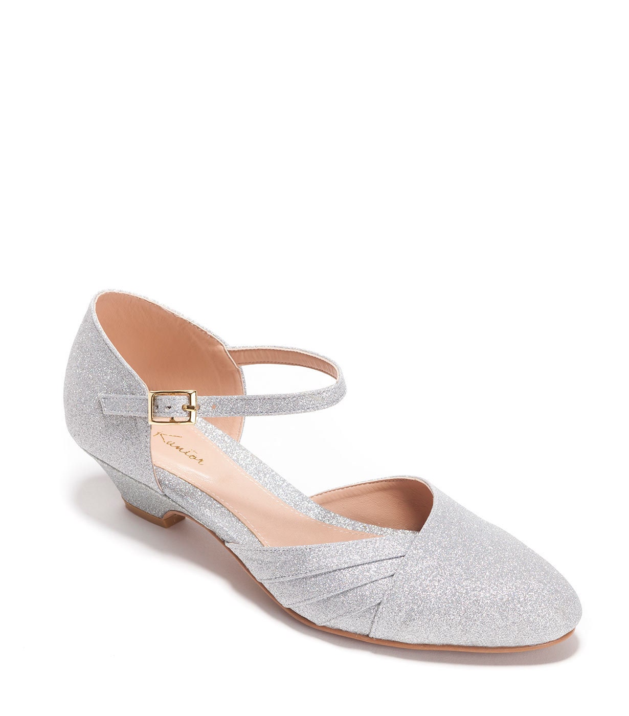Blanche Bridal Summer Shoe, The Romantic Sparkling Silver Low Heeled Vintage Inspired Wedding Kitten Heel