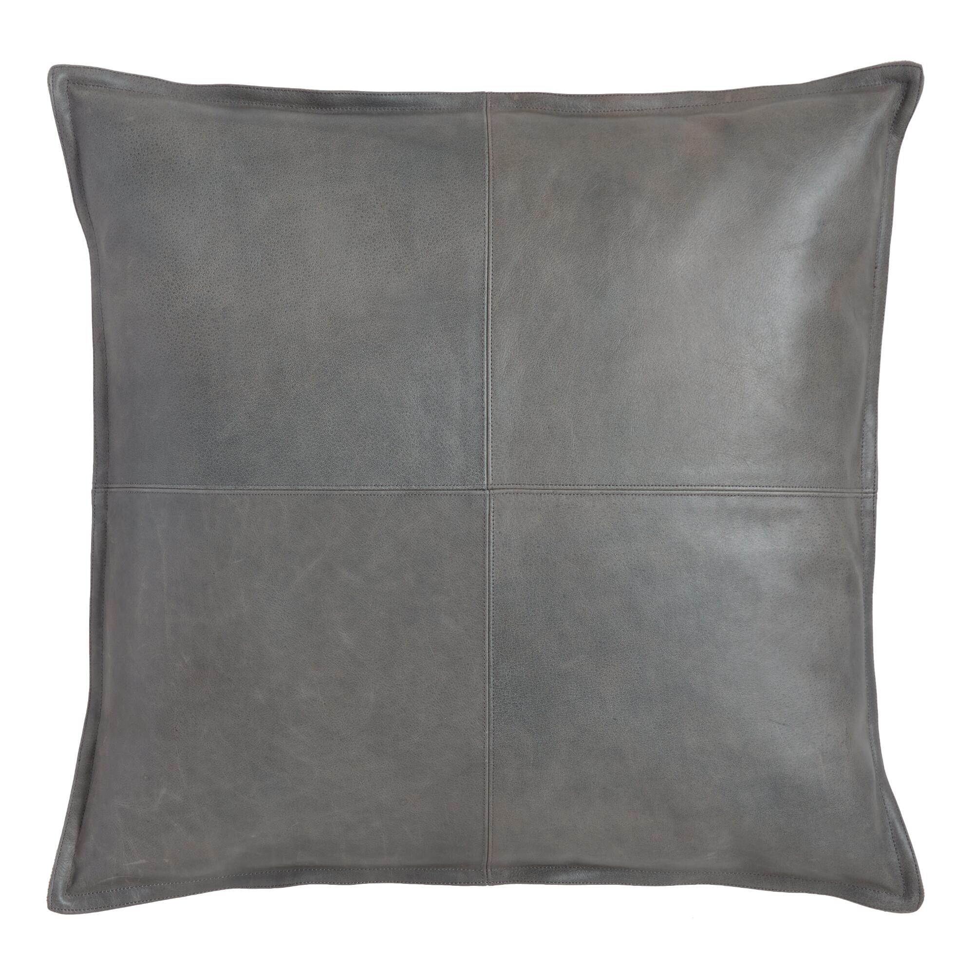 Gray Leather Kona Throw Pillow by World Market