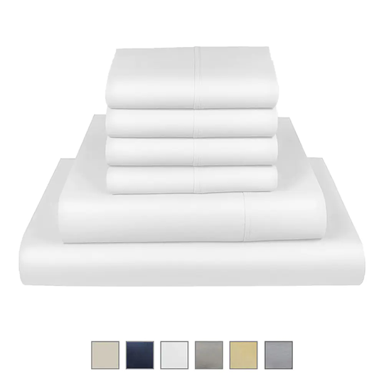 Fisher West New York Full 750-Thread Count Cotton Polyester Blend White 4-Piece Bed Sheet | 810018901691
