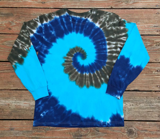 Kids Tie Dye Shirt, S M L Xl, Long Sleeve T-Shirt Green & Blues, Hippie Kids, Boys Dye, Girls