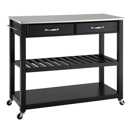 Stainless Steel Top Sondra Kitchen Cart: White - Metal by World Market
