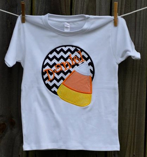 Personalized Halloween Candy Corn Patch Applique Shirt Or Bodysuit For Boy Girl