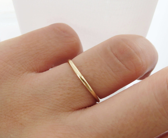 14 Gold Stack Ring, 14K Wedding Band, Half Round Stacking Solid Rings