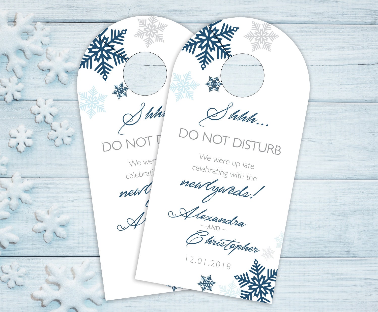 Wedding Door Hangers - Winter Hotel Box Favor Destination Do Not Disturb Dhri-123
