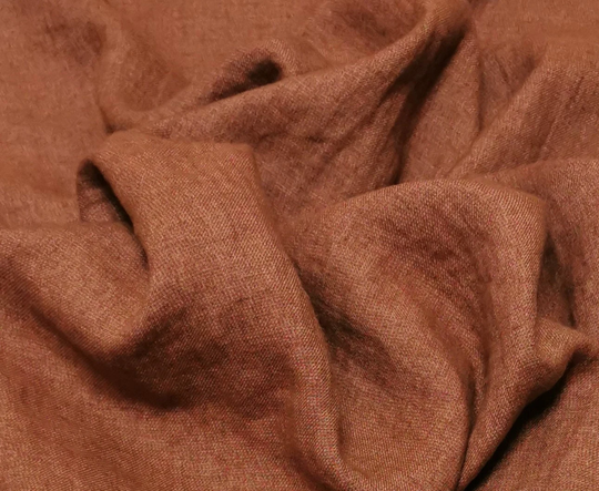 Softened Linen Wool Blend Fabric, Medium Weight Burnt Orange 210 Gsm, Washed Fabric By The Yard, Meter