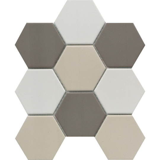 Emser Source 4-Pack Light Blend 9-in x 10-in Matte Porcelain Honeycomb Patterned Floor and Wall Tile | W71SOURLT0910MH3