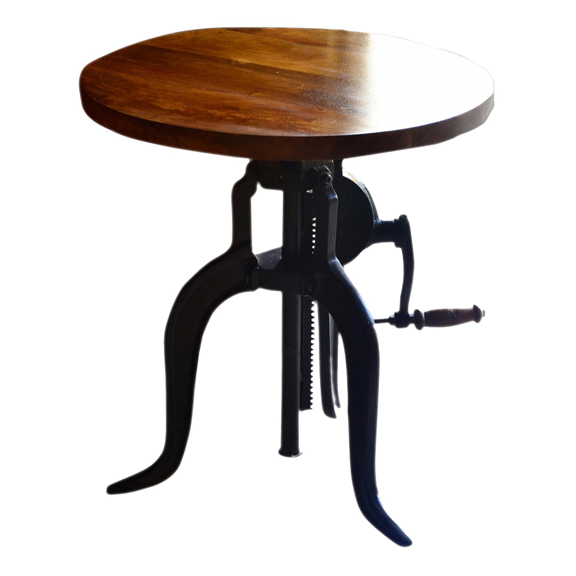 Wood And Metal Adjustable Ornella Accent Table: Brown/White by World Market