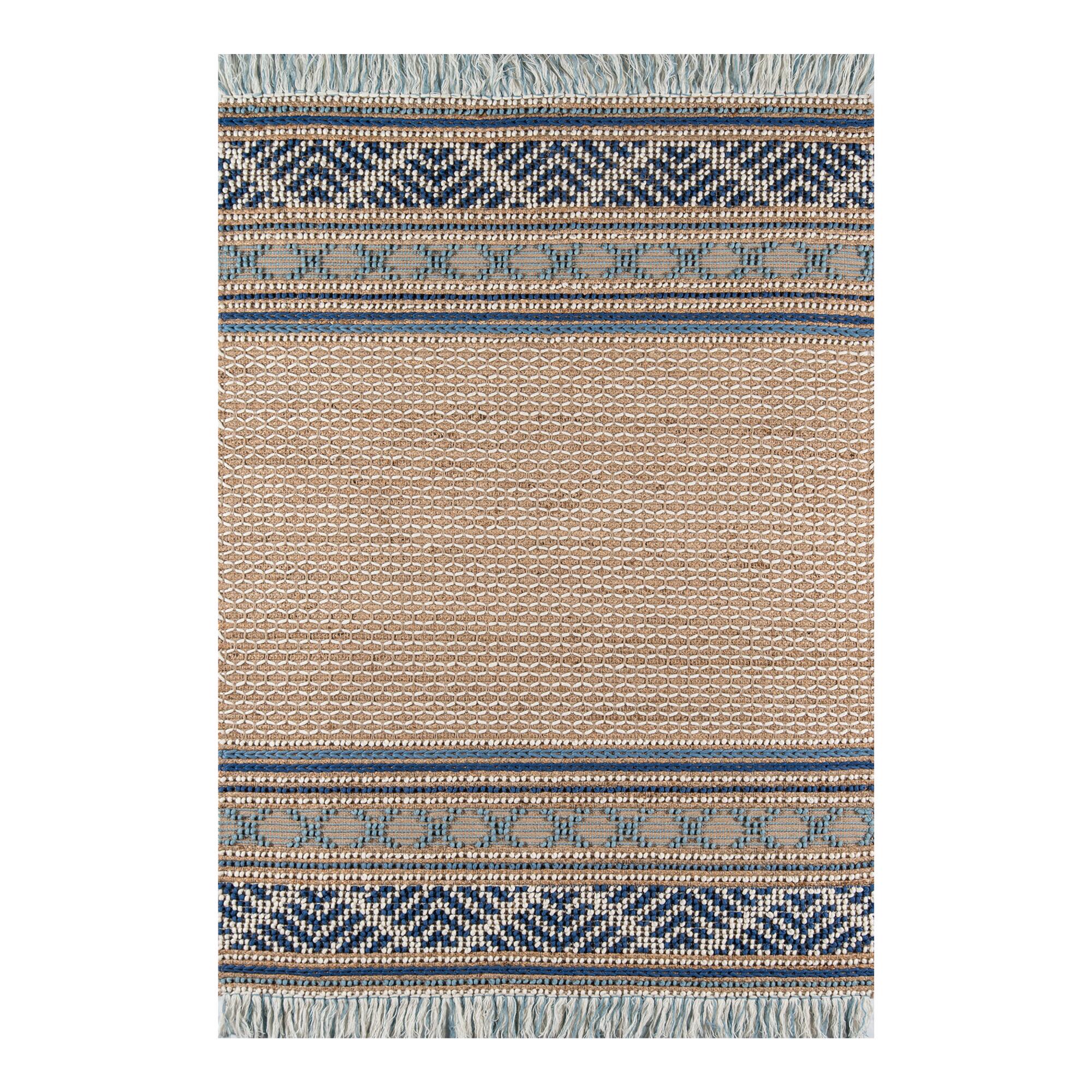 Blue and Natural Wool and Jute Julette Area Rug by World Market