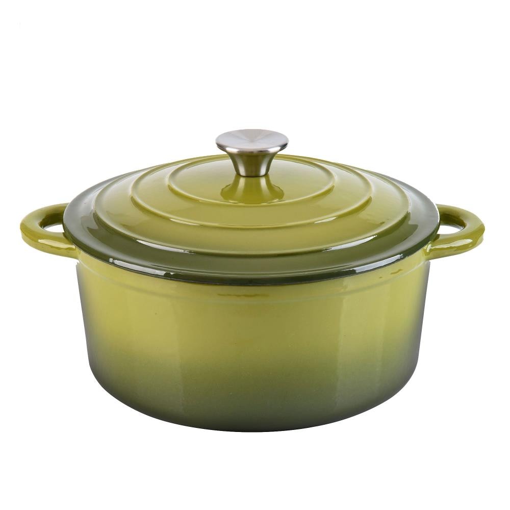 Hamilton Beach Hamilton Beach 5.5 Quart Enameled Cast Iron Covered Round Dutch Oven Pot, Green | 107494
