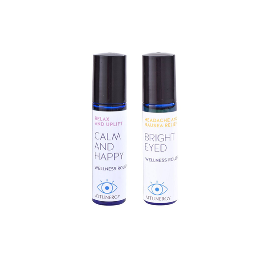 Relaxing & Uplifting Organic Oil Roller Blend 2-Pack, Calm Happy Plus Bright Eyed, The Perfect Duo, Multi-Purpose Travel Friendly