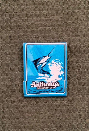 Vintage Matchbook, Anthonys Fish Grotto, Restaurant, San Diego, Chula Vista, California, with 20 Match Sticks, Free Ship in Usa