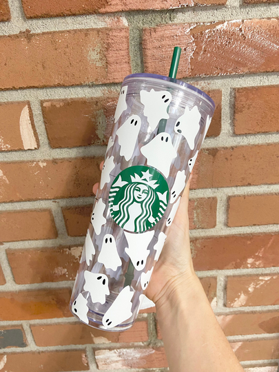 Limited Edition; Starbucks Custom Made Tumbler; Ghosts; Halloween; Fall Cold Cup; Reusable Cup