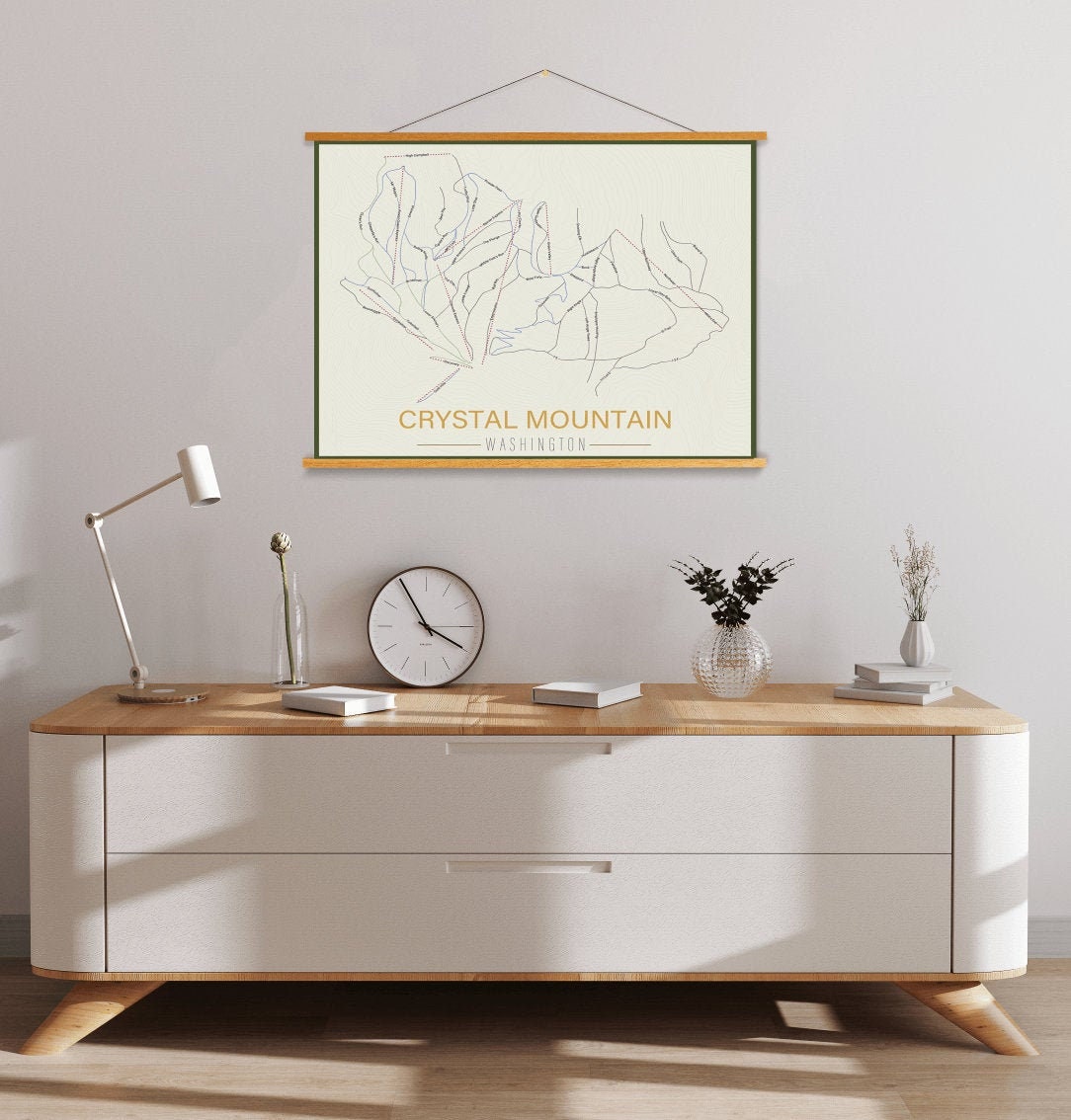 Crystal Mountain Washington Ski Trail Map | Hanging Canvas Of Printed Marketplace