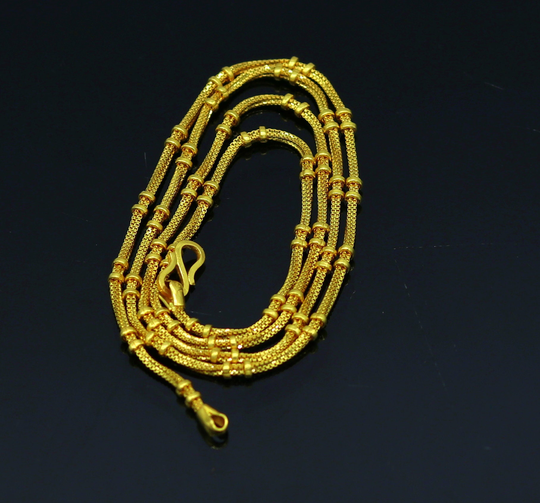 22Kt Yellow Gold Handmade Solid Box Chain With Customized Design, Excellent Unisex Personalized Gifting Girl's Jewelry From India Ch226