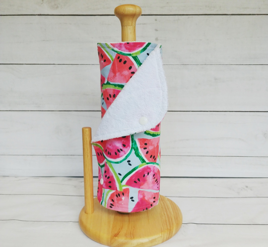 2-Ply Watermelon Paperless Kitchen Hand Towels With Snaps, Paperless Paper Towels, Reusable