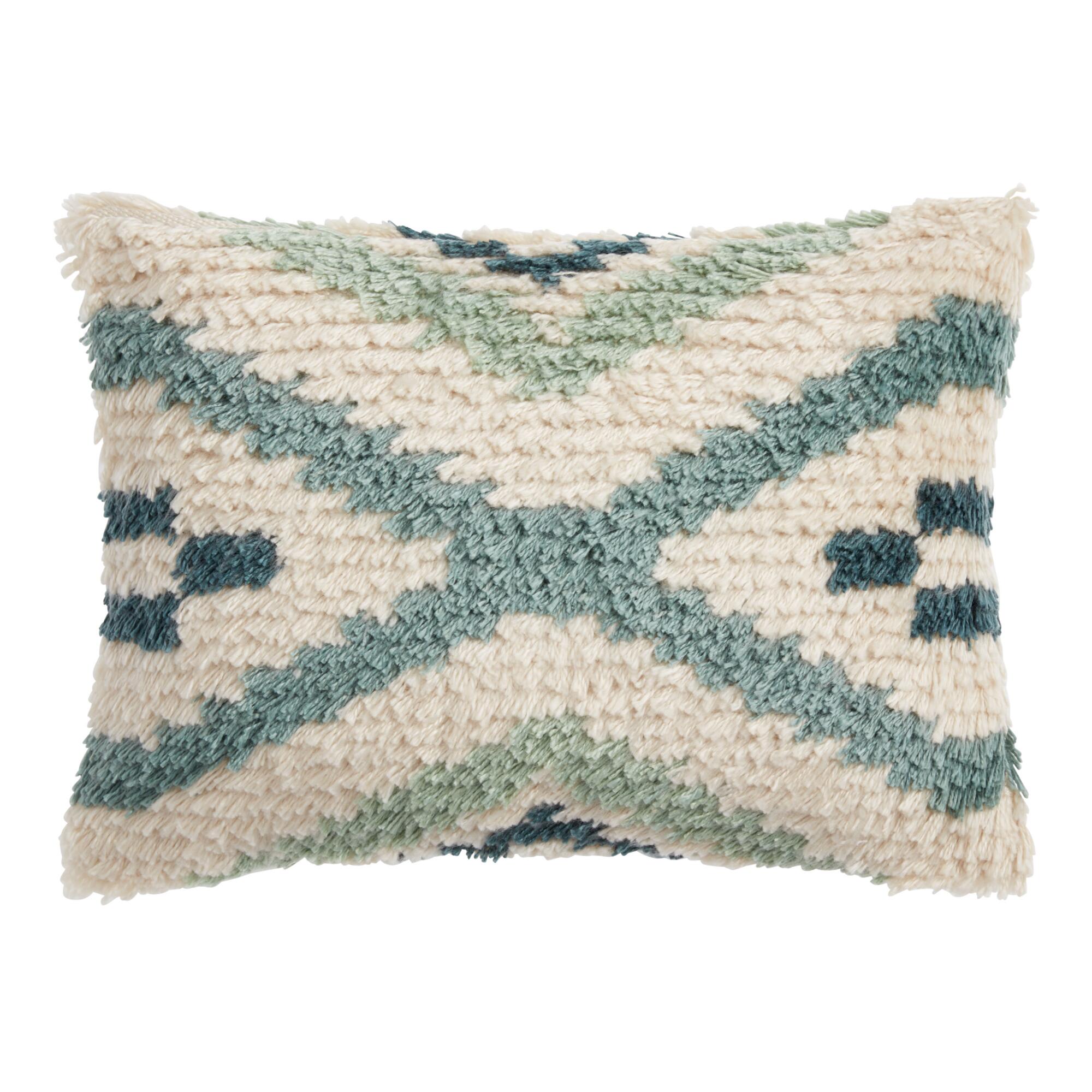 Sage And Ivory Moroccan Shag Indoor Outdoor Patio Lumbar Pillow: Multi - Polyester by World Market