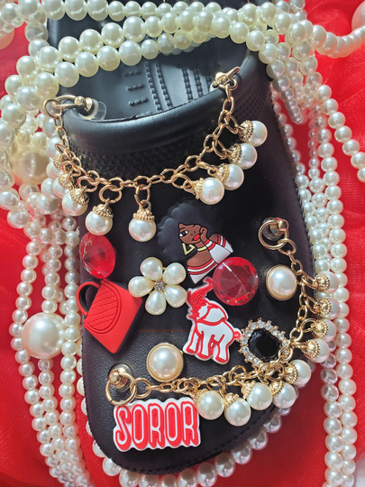 Diva D9 Soror Elephant Crimson & Cream Sorority Croc Shoe Charm