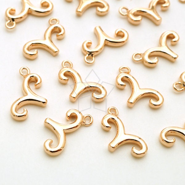 Pd-2825-Rg/2 Pcs - Zodiac Sign Symbol Charms, Constellation, Aries, The Ram, March, April Birthday, Rose Gold Plated Brass 7.9mm X 11mm