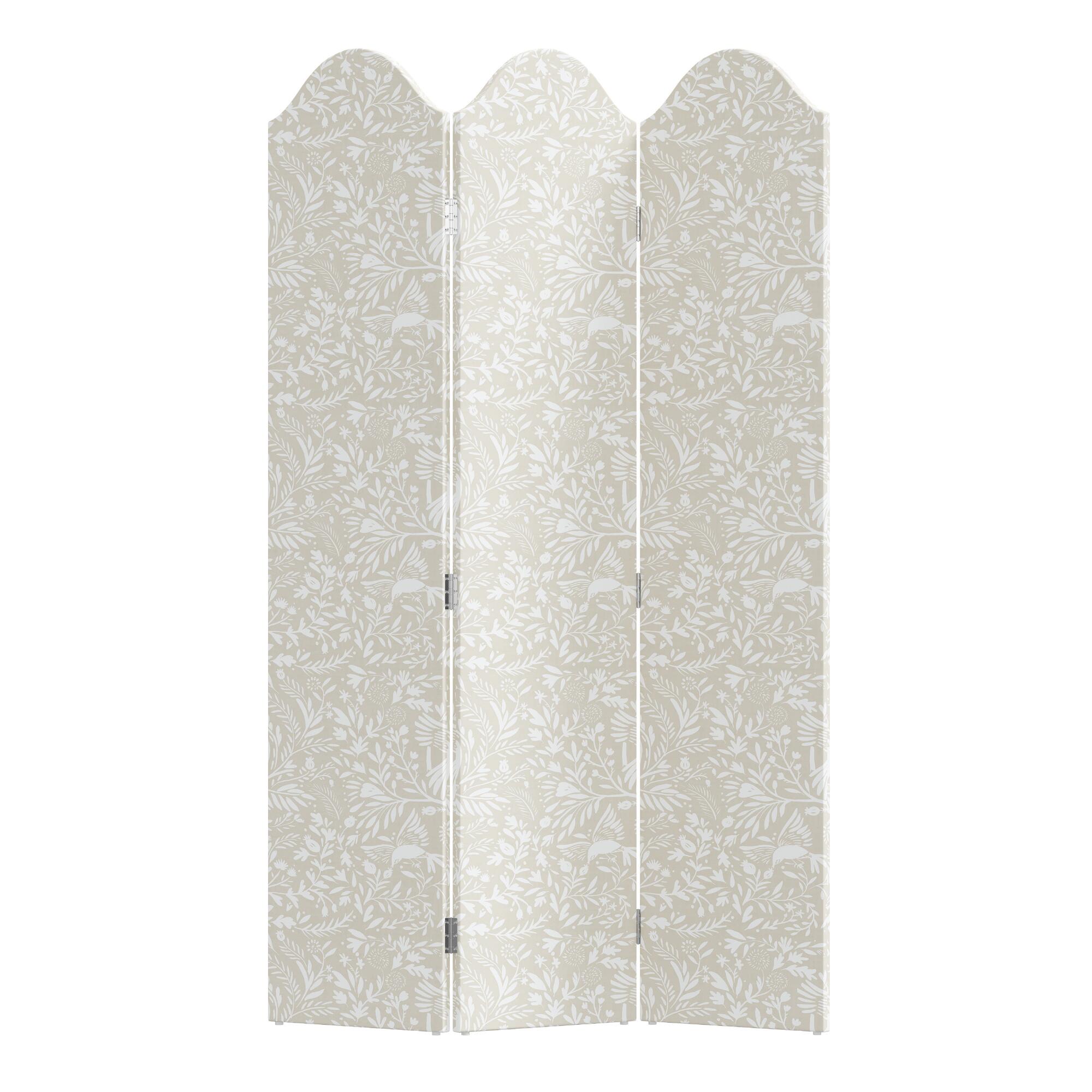 Suki Chinois Cream 3 Panel Kaia Upholstered Folding Screen: Natural by World Market