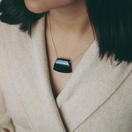 Jade Pendant | Wedge Jadeite Necklace Large Modern Jewelry Guatemalan