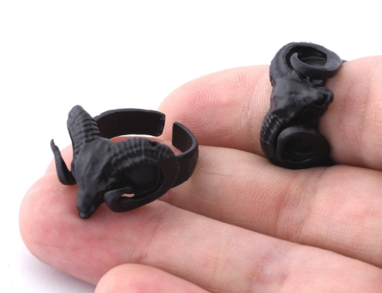 Ram Adjustable Ring Black Painted Brass | 17.5mm 7Us Inner Size Oz3363