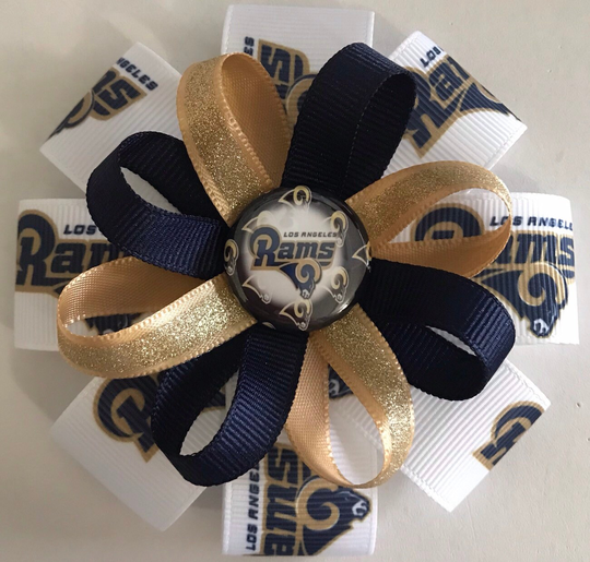 Los Angeles Rams Flower-Loop Hair Bow It Headband - 2 Sizes Choose Your Favorite Center