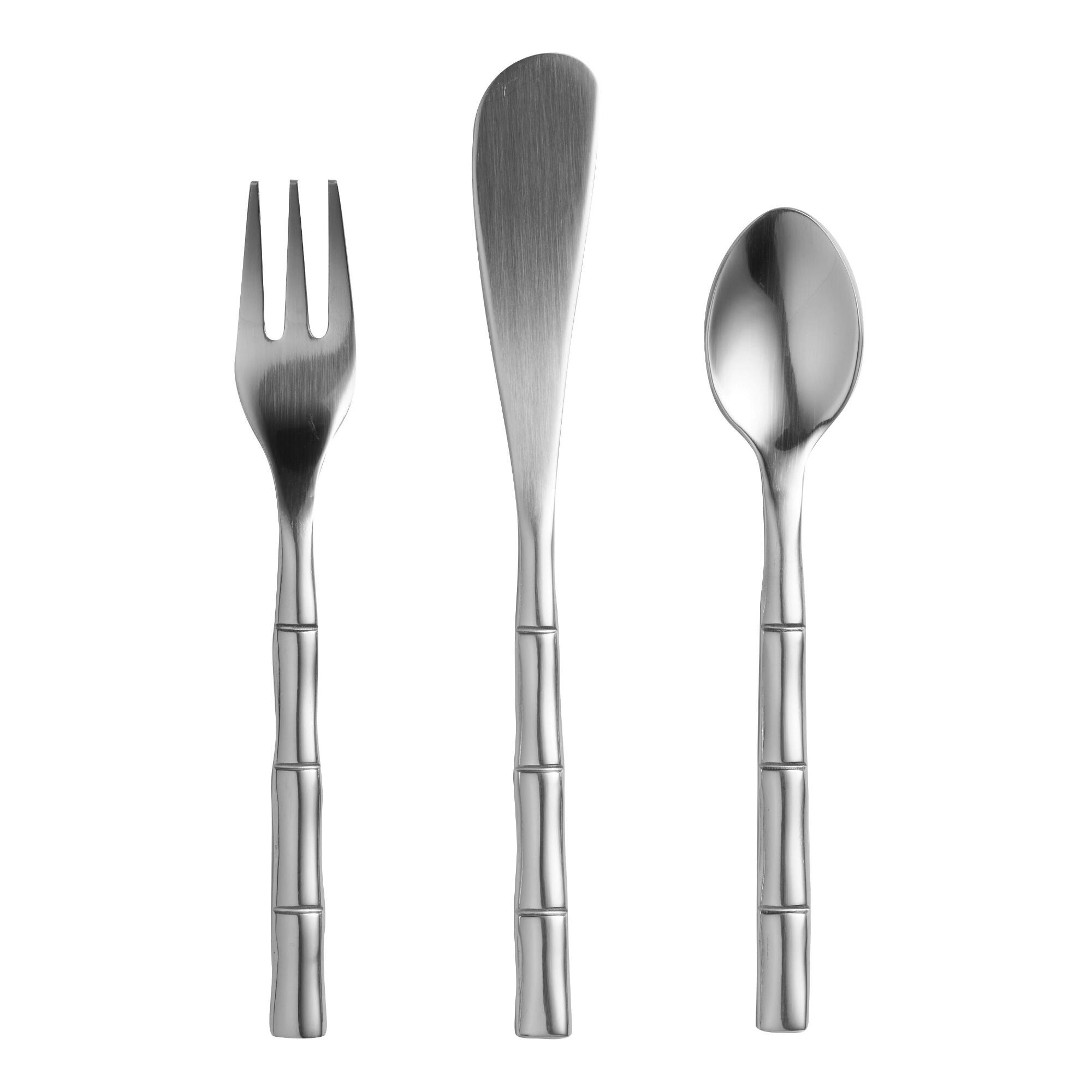 Stainless Steel Bamboo Cocktail Flatware Collection by World Market