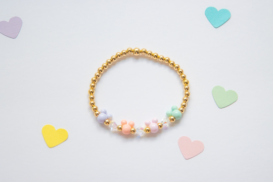 Magical Mouse Gold Filled Swarovski Crystals Beaded Head Confetti Bracelet