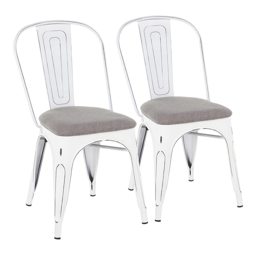 LumiSource Set of 2 Oregon Polyester/Polyester Blend Upholstered Dining Side Chair (Metal Frame) in Gray | DC-ORUP VW+LGY2