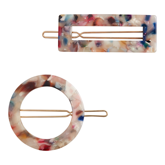 Multicolor Speckle Hair Clips 2 Pack: White by World Market