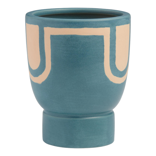 Blue and Natural Ceramic Pedestal Planter: Multi by World Market