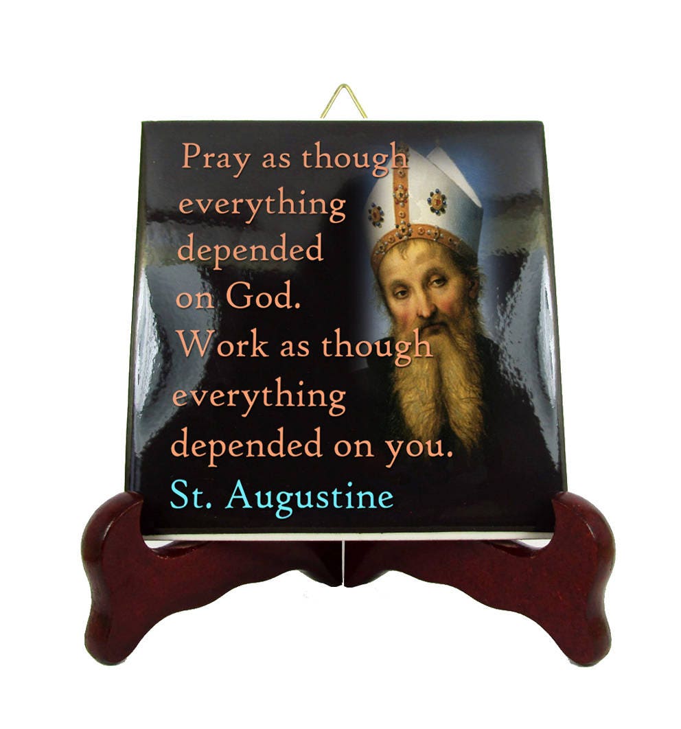 Catholic Saints Quotes - St Augustine Ceramic Tile Catholic Gifts Gift For Parish Quotes Print Saint
