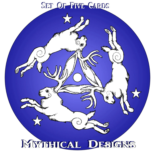 Set Of Five Triple Jackalope Greeting Cards