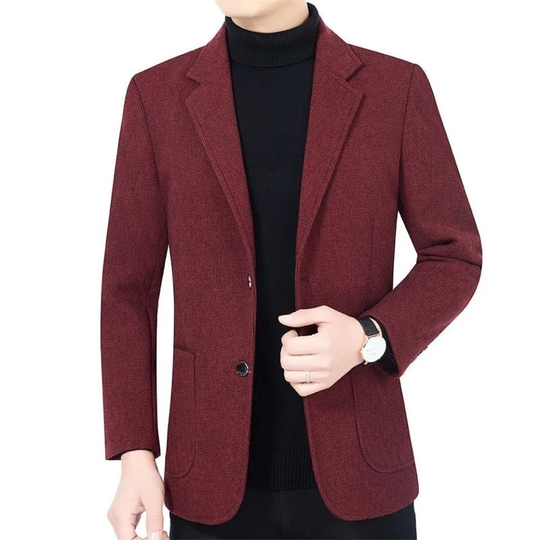 Autumn New Business Men's Blazer Korean Fashion Trend Solid Color Suit Coat Wool Blends High Quality Slim Men's Suit Jacket 3XL - burgundy, asian 3xl