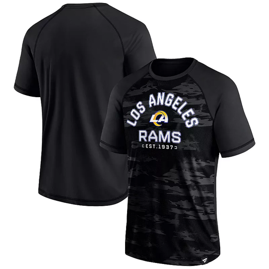 Men's Fanatics Branded Los Angeles Rams Blackout Hail Mary Raglan T-Shirt, Size: Large