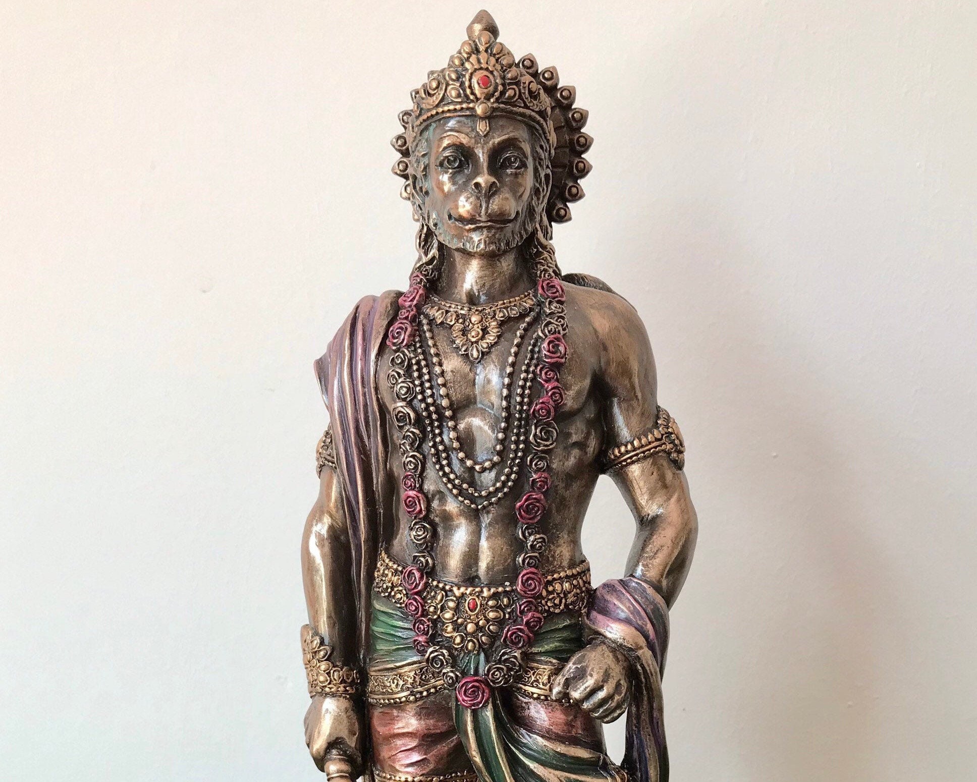 Hanuman Idol, 27 cm Bonded Bronze Standing Lord Statue, Ram Bhakt Hanuman. Hindu Monkey God Of Devotion, Strength, Celibacy & Bhakti
