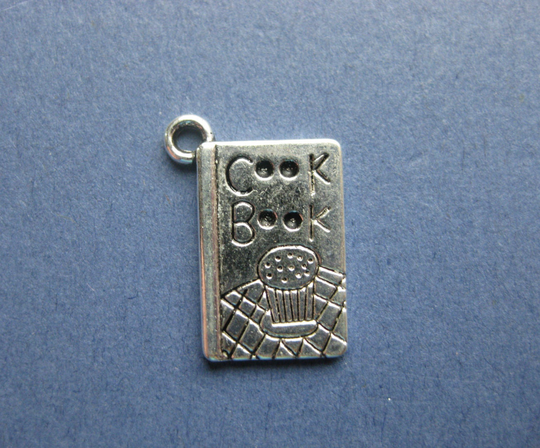 5 Cook Book Charms - Pendants Books Baking Charm Cooking Antique Silver 20mm X 14mm | No.88-10405
