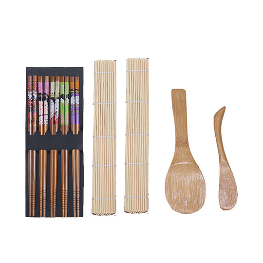 5Pcs/Set DIY Natural Wooden Sushi Onigiri Maker Mold Rice Roll Cooking Tools - light color