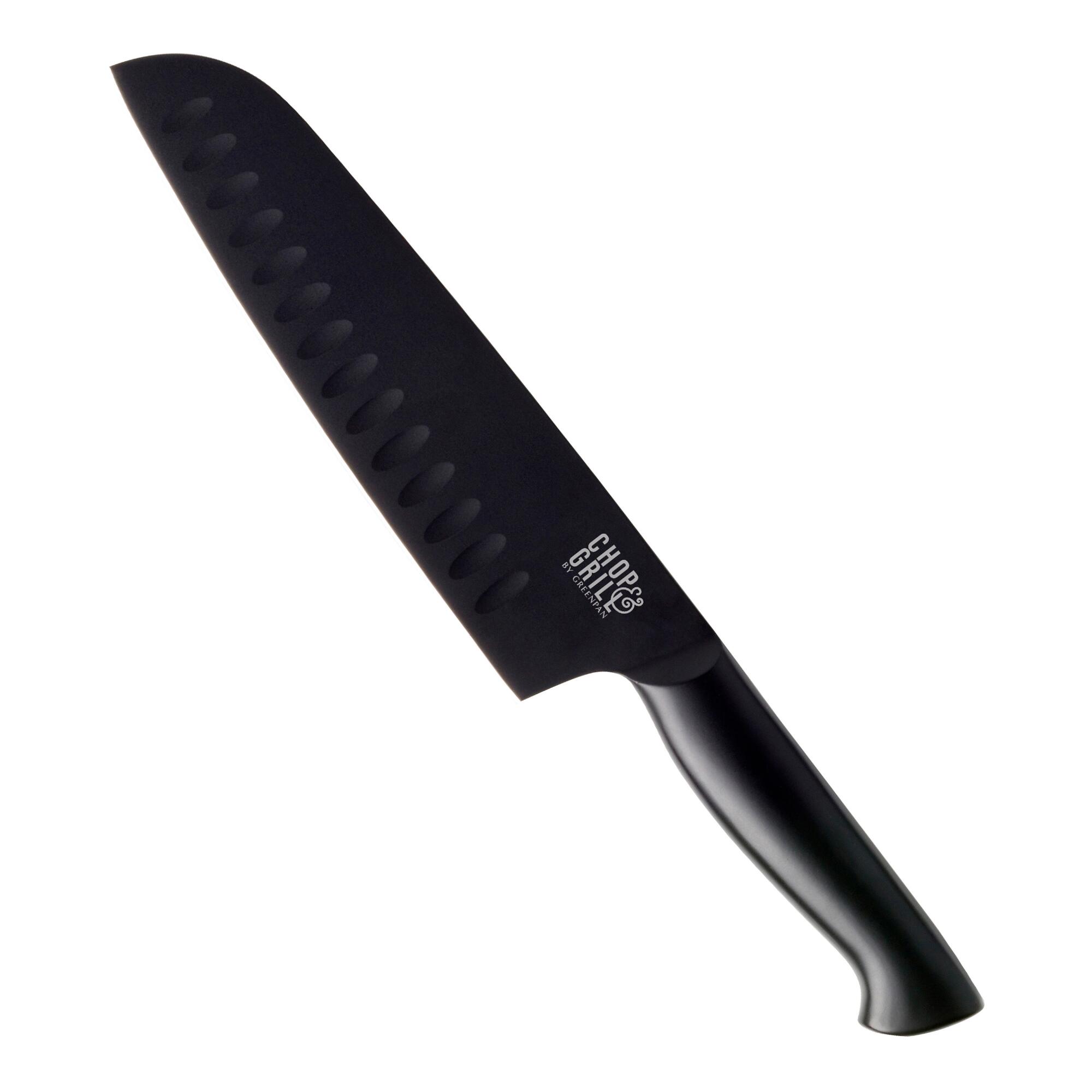 GreenPan Chop & Grill Stainless Steel Santoku Knife: Black by World Market