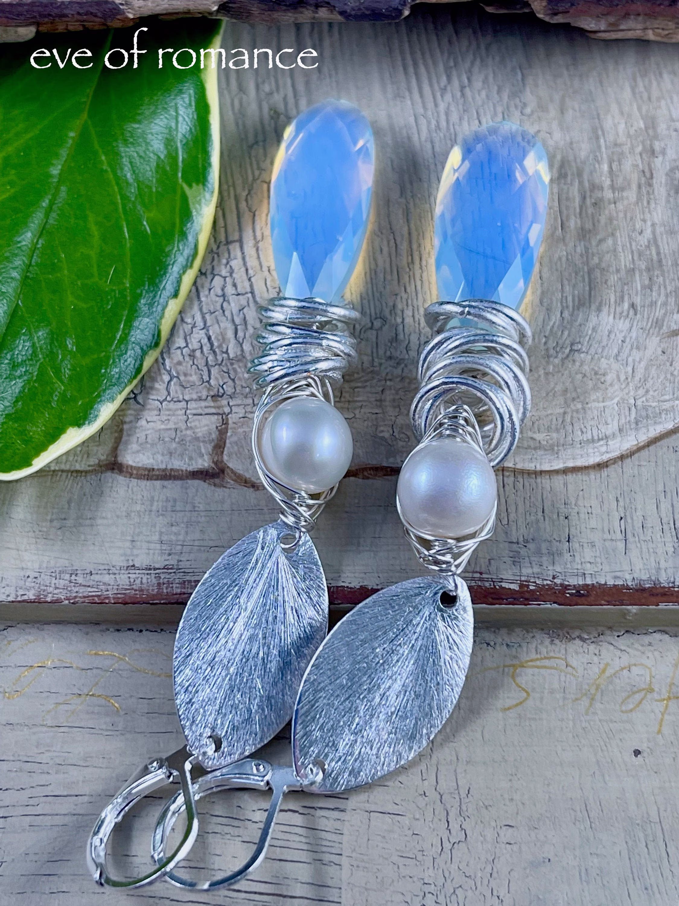 Earrings, Opal Leverback Hoop Earring, Hoops, Quartz Jewelry, Gift For Her, Artisan Christmas Her