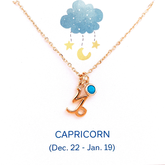 Capricorn Necklace - Birthstone Necklace- Astrology Sign- Gold Star Zodiac Jewelry- Vintage Constellations Birthday Gifts