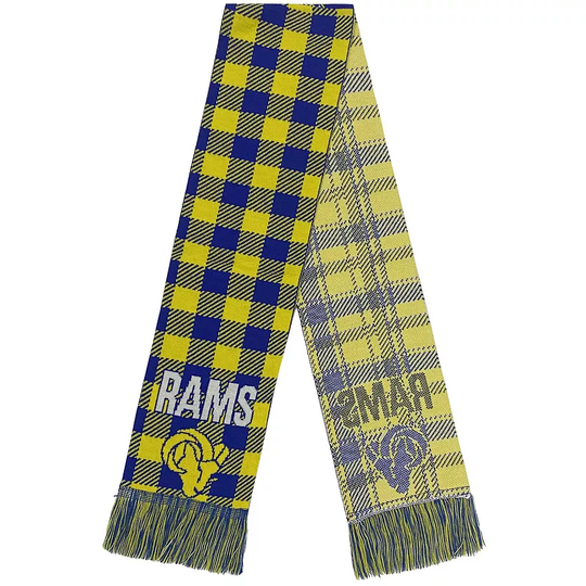 FOCO Los Angeles Rams Plaid Color Block Scarf, LAR Blue