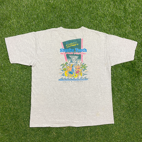 Vintage Venice Sharks Tooth & Seafood Festival 1994 T Shirt Tee Made USA Size Xtra Large Xl Florida Fl Sea Life Planet Ocean 1990S