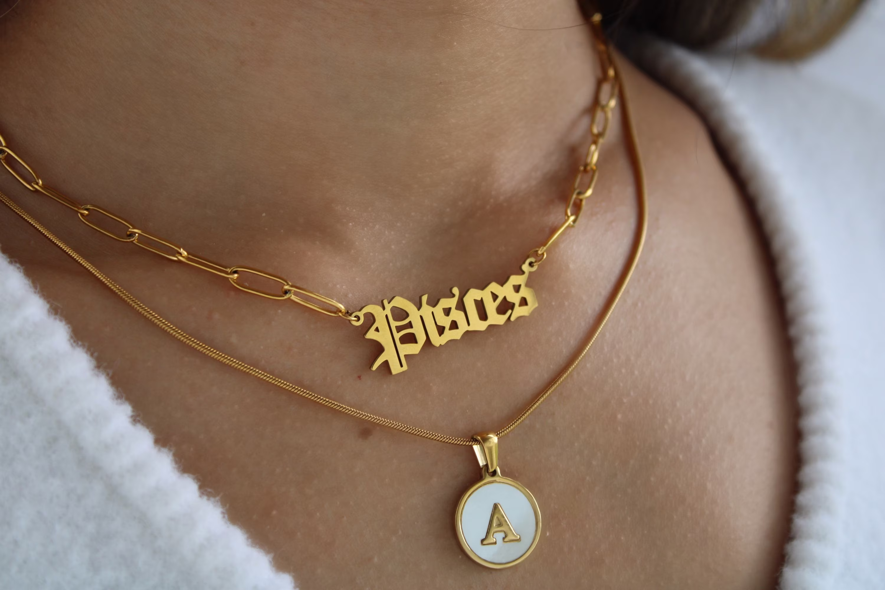 Constellation Zodiac Old English Letter Name Necklace Vintage Horoscope Gothic Waterproof Jewelry Birthday Gift For Mom