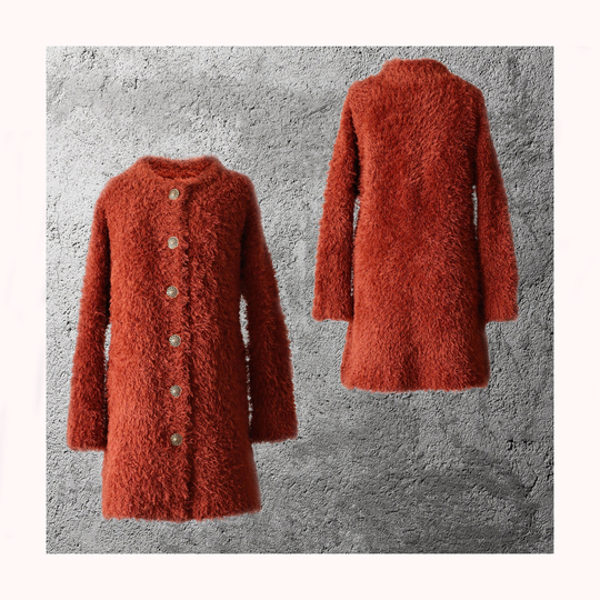 Women's Cardi-Coat in Cosy Alpaca Blend Textured Knit, With Button Closure