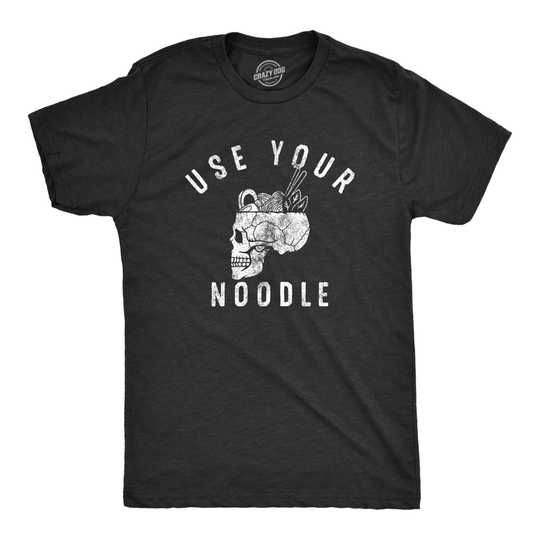 Mens Use Your Noodle T Shirt Funny Ramen Skull Joke Tee For Guys - 4XL