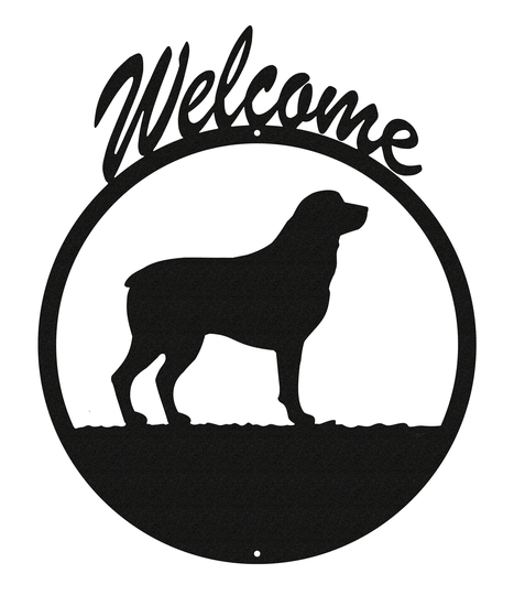 Dog Rottweiler Black Metal Welcome Sign