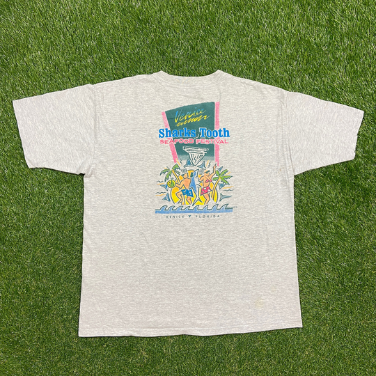 Vintage Venice Sharks Tooth & Seafood Festival 1994 T Shirt Tee Made USA Size Xtra Large Xl Florida Fl Sea Life Planet Ocean 1990S