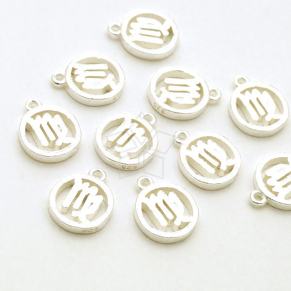 Sv-250-Ss/1 Pcs - Zodiac Sign Symbol Charms, Constellation, Virgo, August, September Birthday, 925 Sterling Silver 7.7mm